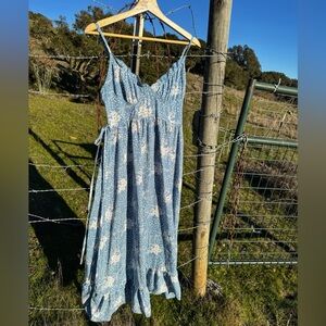 Blue cottage ruffle farm dress. Size medium